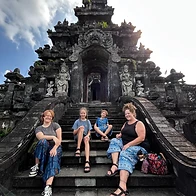 Family content: candid moment exploring a museum with kids