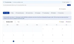 Marketing calendar with campaigns and social posts