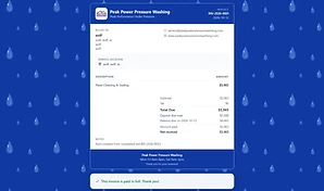 Branded customer invoice with deposit, balance, and paid status