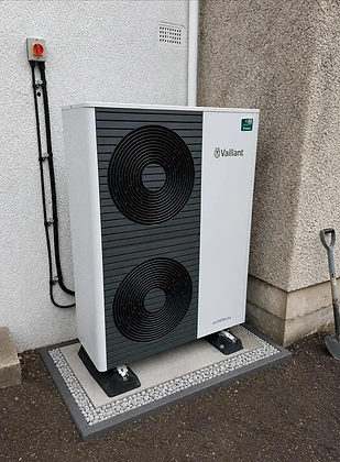Vaillant aroTHERM plus air source heat pump installed outdoors