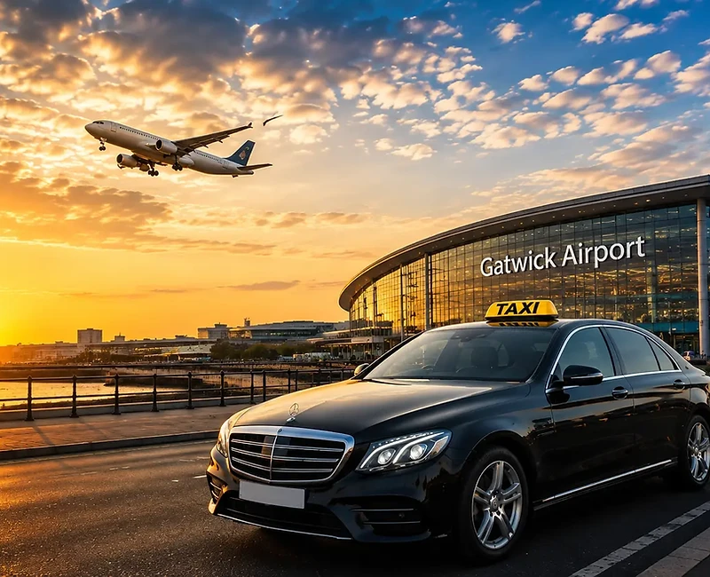 Gatwick Airport to Bournemouth taxi transfer at sunset — Southampton fixed-fare airport & cruise transfer by Hampshire Taxi