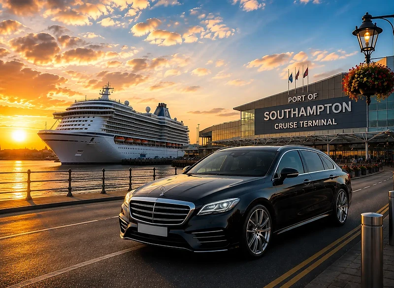 Southampton Cruise Terminal to Southampton & UK-wide taxi transfer at sunset — Southampton fixed-fare airport & cruise transfer by Hampshire Taxi