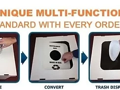 Multi-function recyclable lid that converts for trash disposal, standard with every order