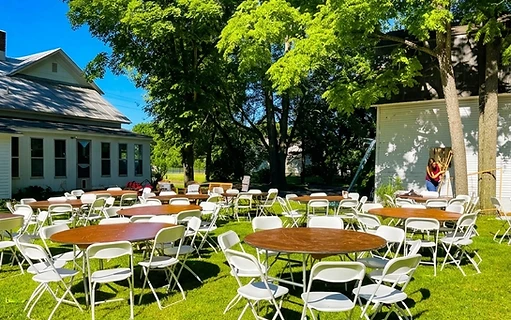 Tables and chairs setup