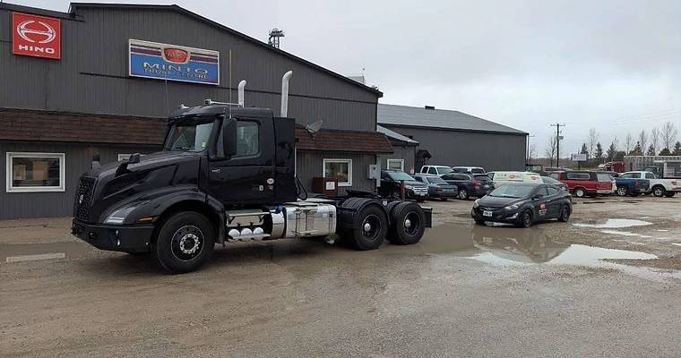 Semi-truck parked at Minto Truck Centre facility