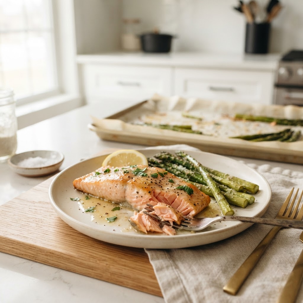 Lemon Garlic Salmon & Asparagus