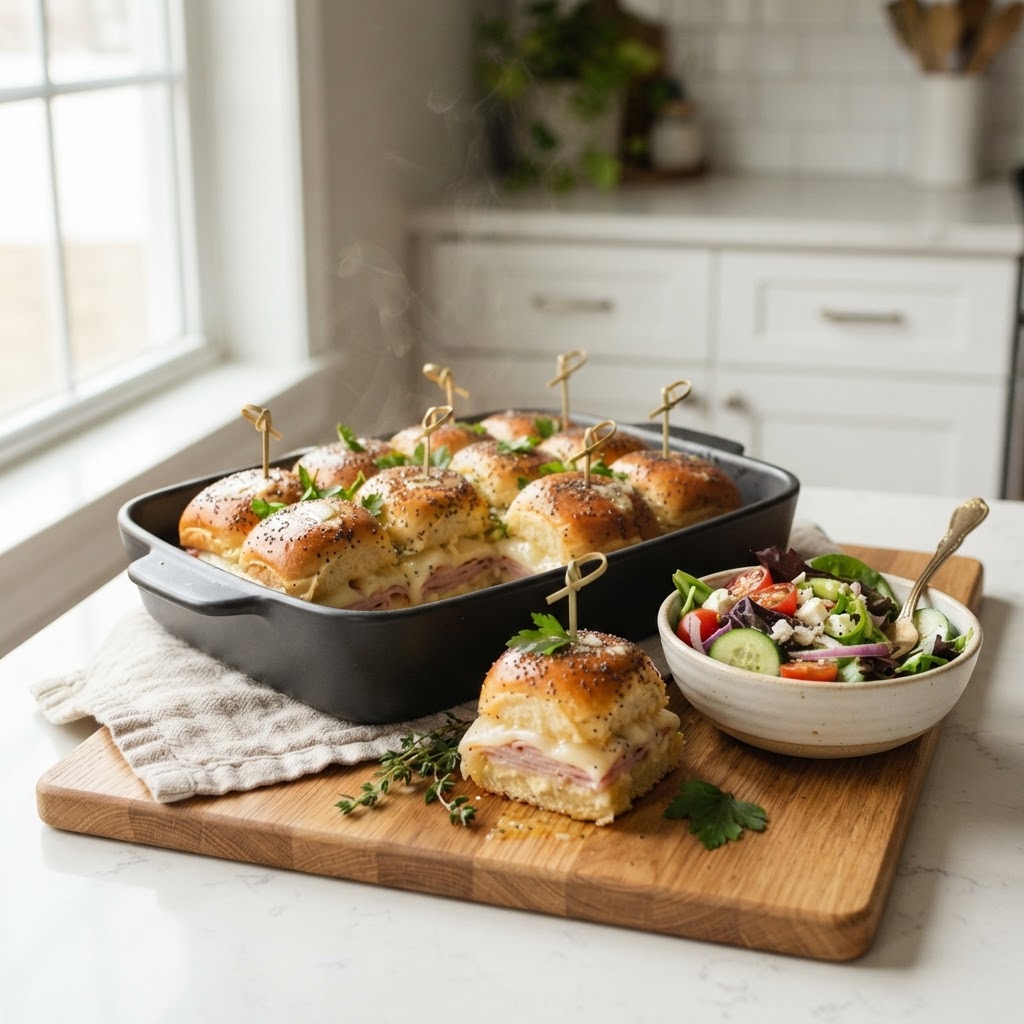 Hot Ham & Swiss Sliders with Honey Butter Glaze