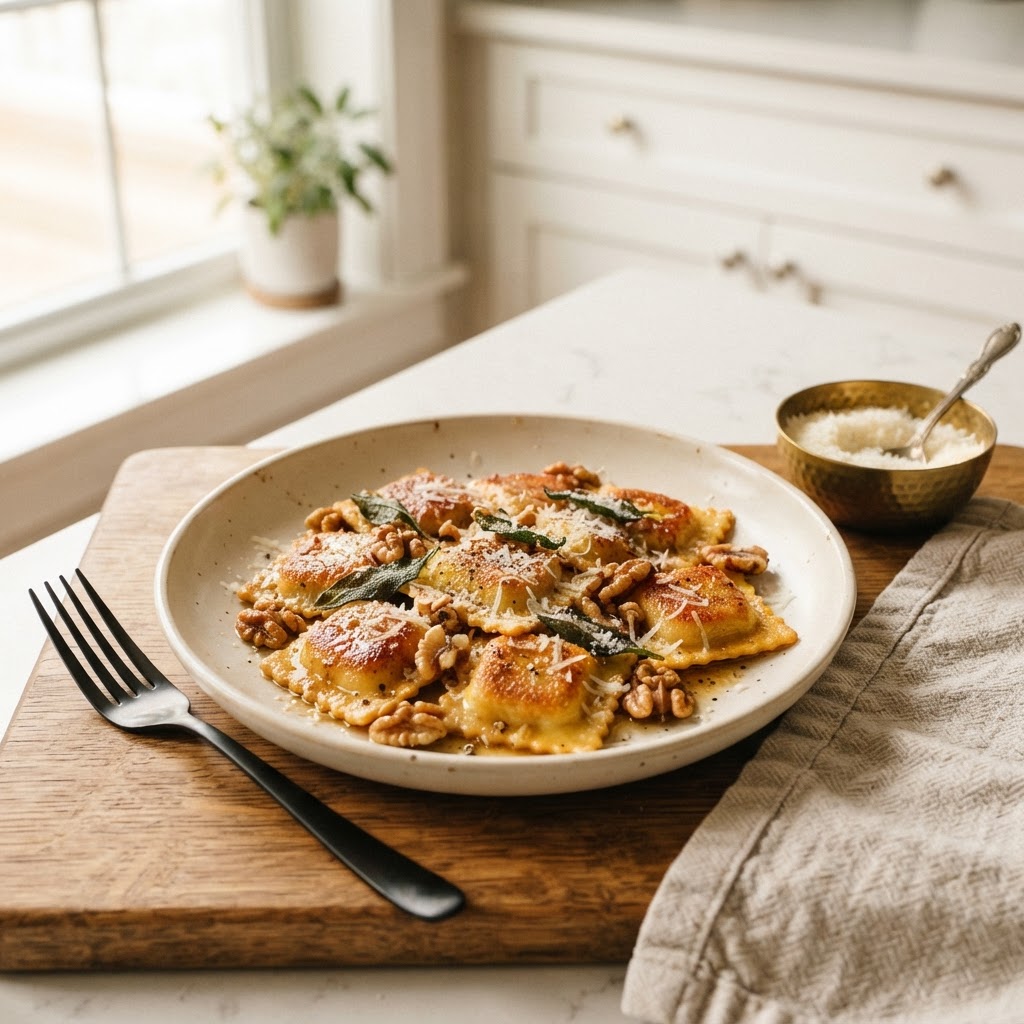 Skillet Ravioli with Brown Butter & Sage
