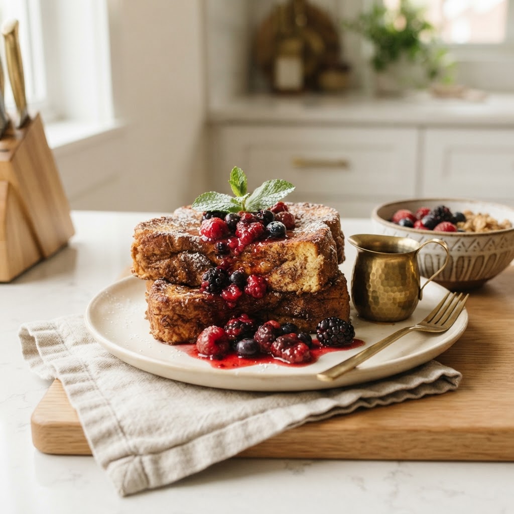 Cinnamon French Toast with Warm Berry Compote