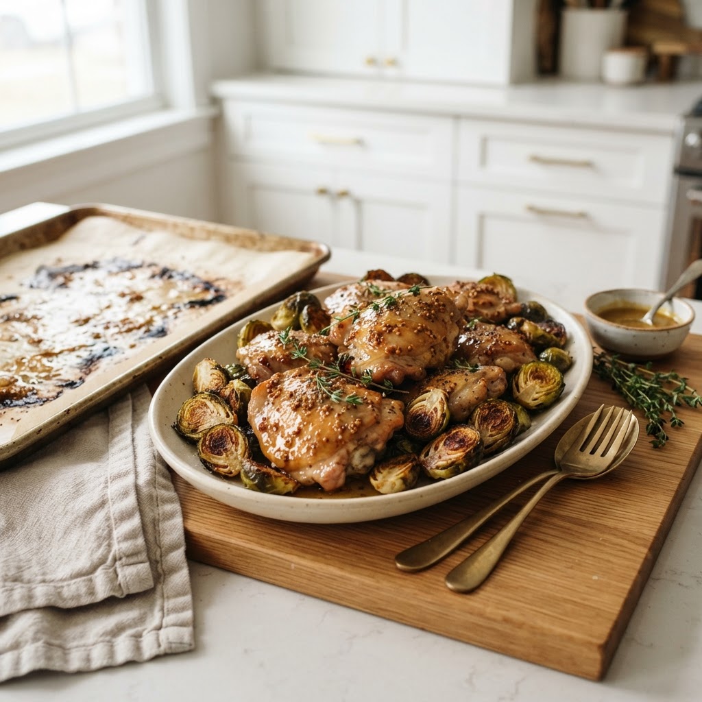 Sheet-Pan Honey Mustard Chicken & Brussels Sprouts