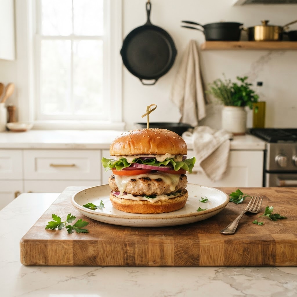 Juicy Turkey Burgers with Quick Garlic Aioli