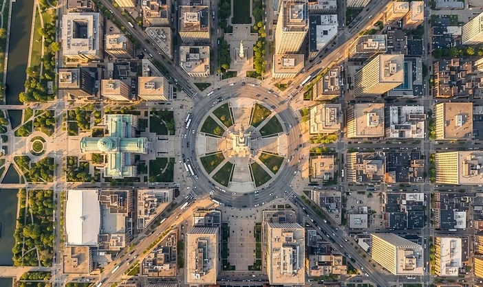 Aerial view of downtown Indianapolis