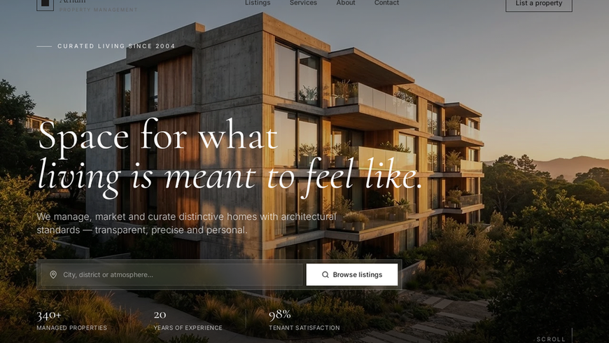 Atrium — Property Listings & Management template preview