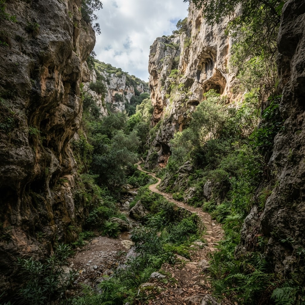 Paredes de roca que crean sombra, humedad y refugio para la fauna.
