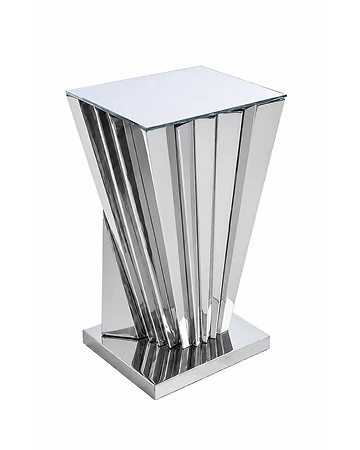 Olivia silver cocktail table rental with glass top from RSVP Event Rentals