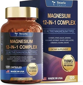 Premium Magnesium 12-in-1 Complex 12 Active Magnesium Types 120 Capsules 700mg Per Serving.