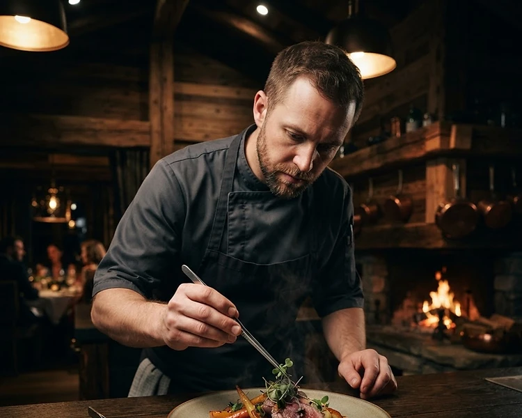 Private chef plating a meal