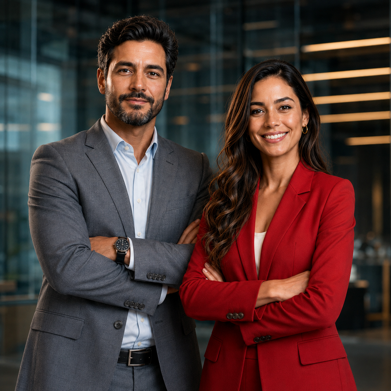 Profissionais confiantes em ambiente corporativo