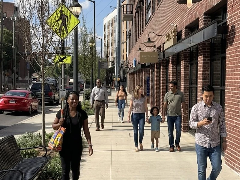 People walking on Howell Mill Road in West Midtown