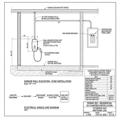 EV Charger permit plan set sample