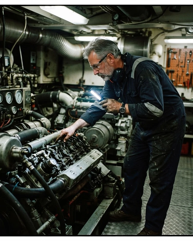 Master marine engineer at work