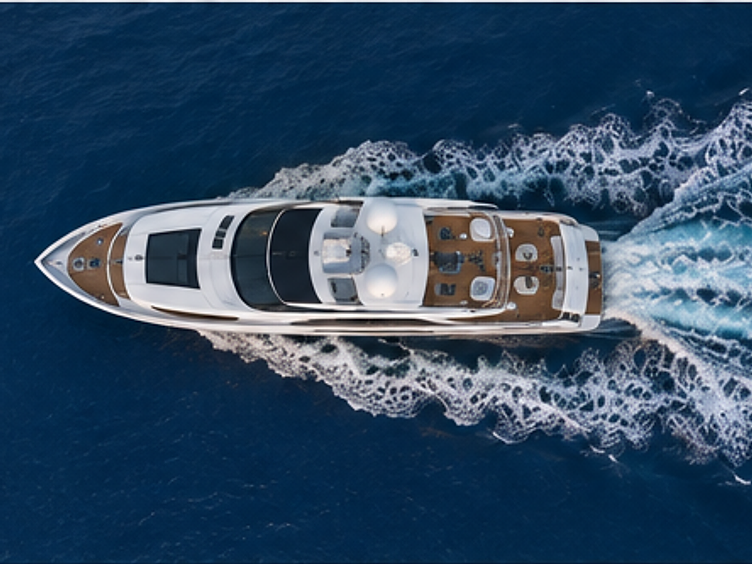 Luxury motor yacht underway