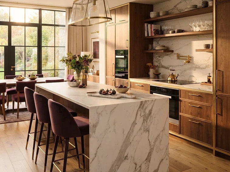 A warm, modern luxury kitchen designed by Toni