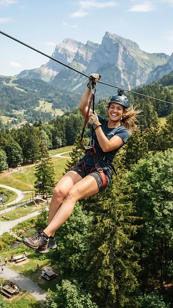 Tyroliennes / Base des Confins à La Clusaz