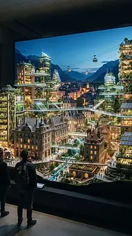 Vision futuriste de la ville historique de Chambéry