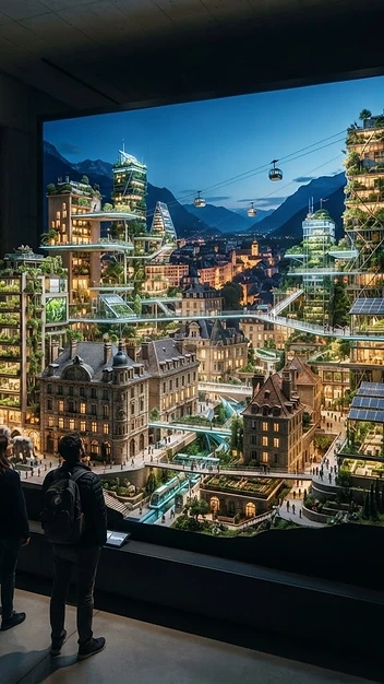 Vision futuriste de la ville historique de Chambéry
