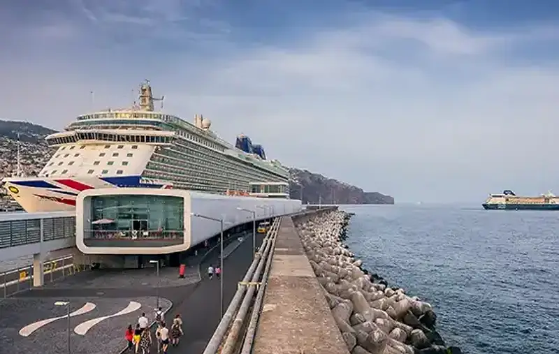 Cruise ship docked at Porto do Funchal cruise terminal in Madeira