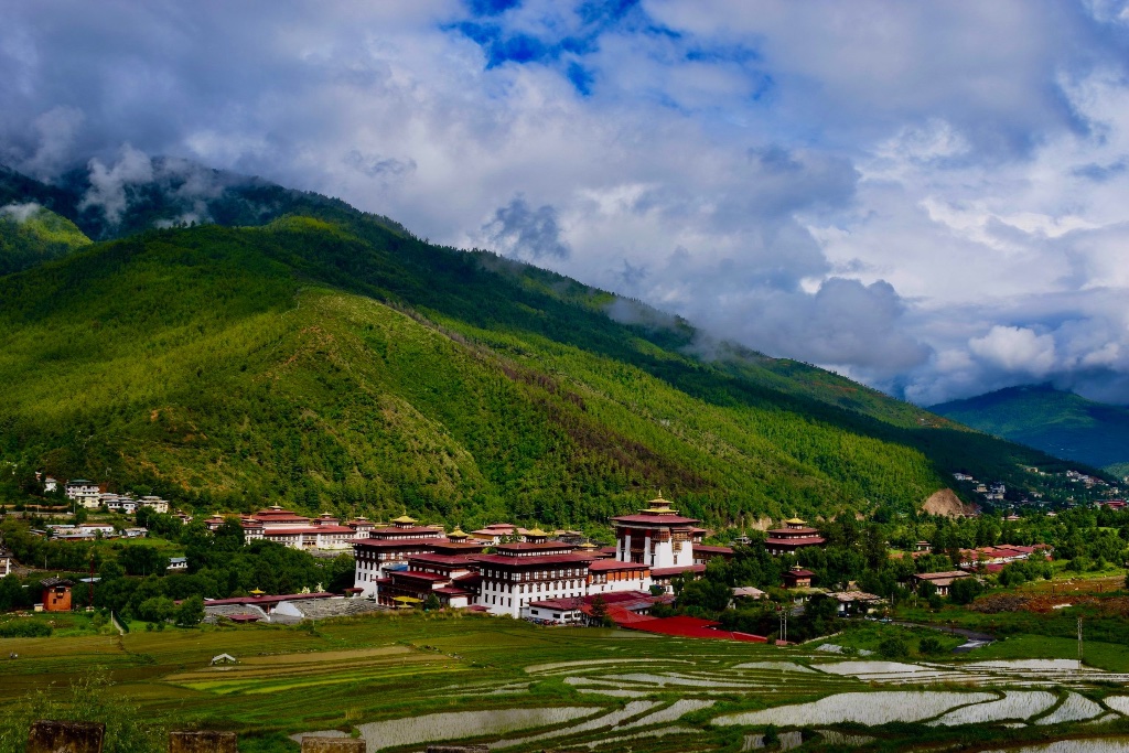 Bhutan monastery and landscape