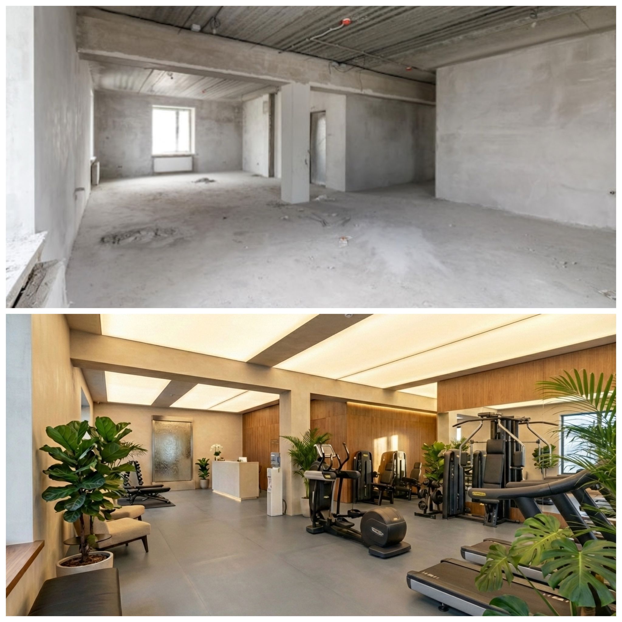 Corporate gym fit-out in Qatar — before and after