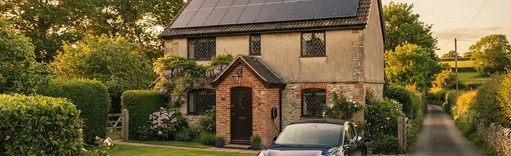 Detached Devon property near Crediton with an electric car charging on the driveway