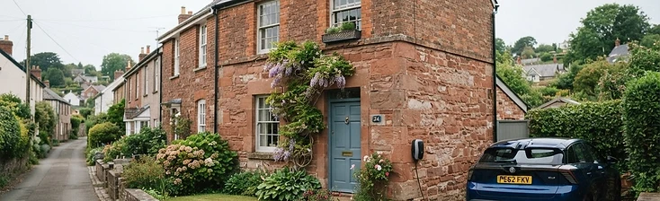 Tiverton property with an electric car charging from a wall-mounted home charger