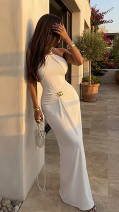 Chic White Summer Vacation Maxi Dress Outfit