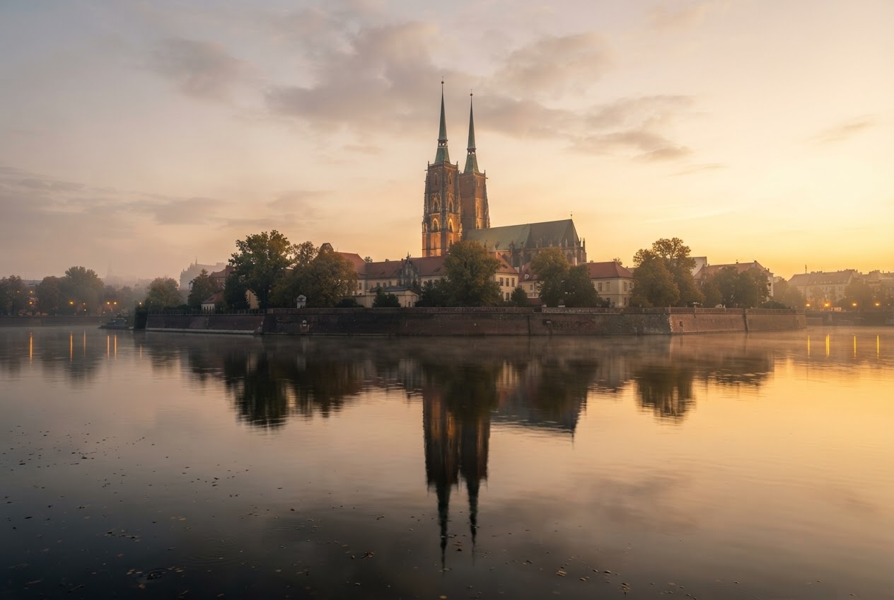 Ostrów Tumski z wody