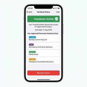 FamiVanta Continuity handover pack with active release and trusted contact view