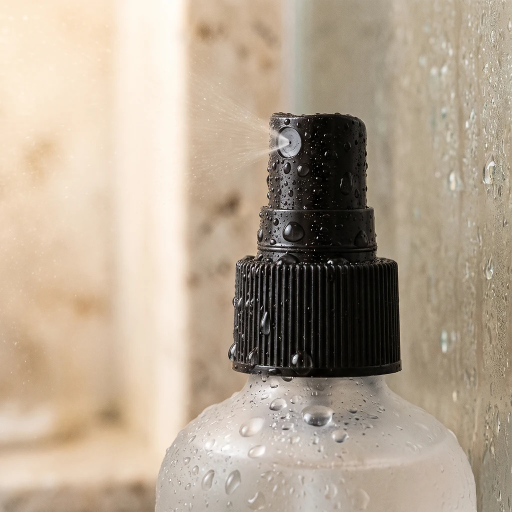 Frosted mist spray bottle for shower mists