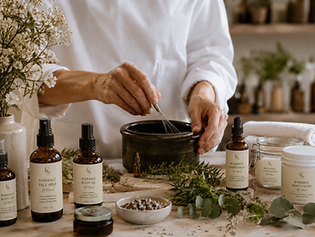 Ashbury's aromatherapist custom-blending natural products in small batches