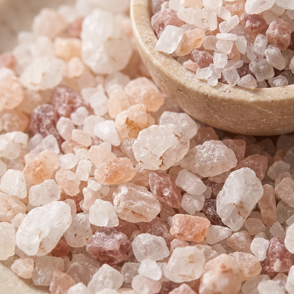 Pink Himalayan bath salt crystals