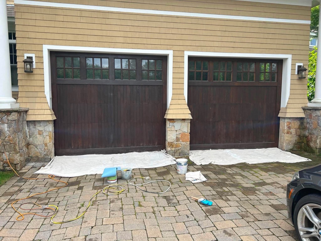 Wood Garage Door Refinishing — before