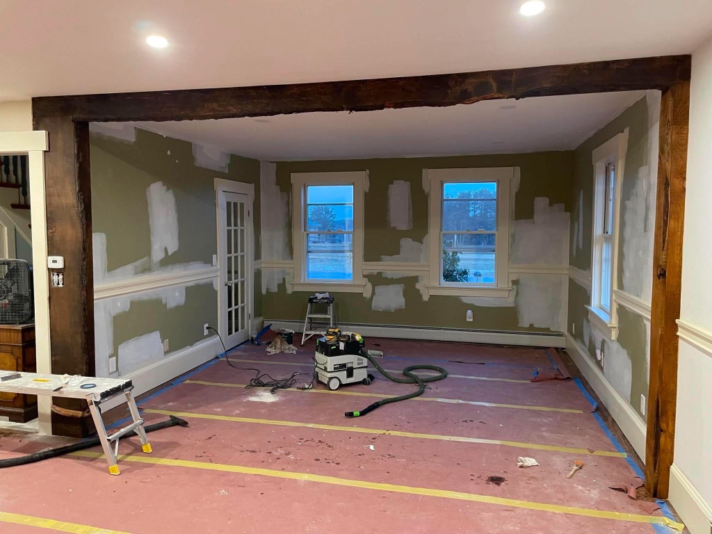 Two-Tone Beige & Brown Room — before