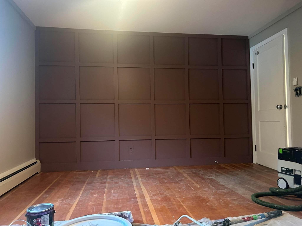 Navy Board & Batten Accent Wall — after