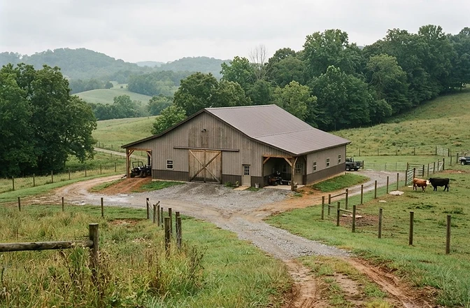 Post-frame pole barn building exterior