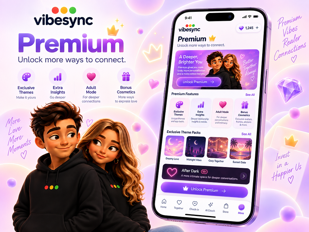 VibeSync Premium campaign showing both partners and premium features