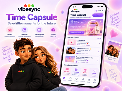 VibeSync couple avatars saving moments in a Time Capsule