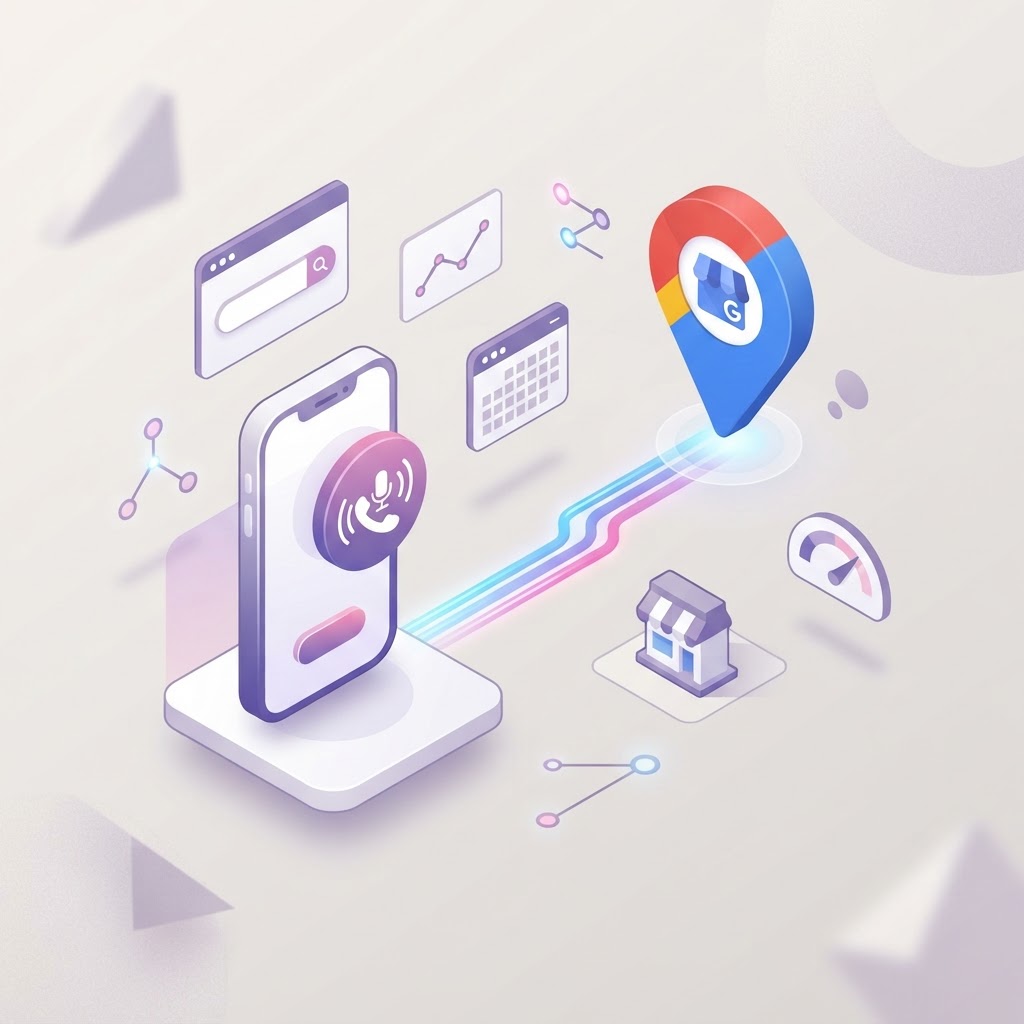 A smartphone icon connected to a map pin, symbolizing the link between phone calls and local SEO.