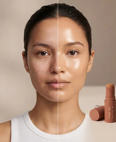 Before & after — seamless, dewy coverage in seconds.