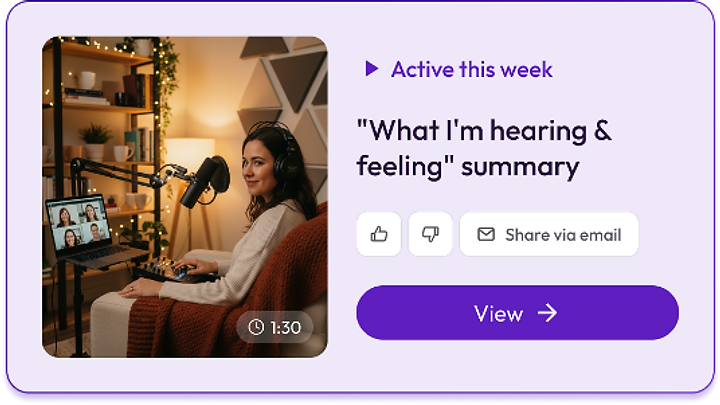 Active weekly micro-practice video summary card